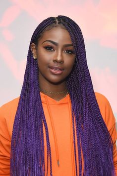 Purple Braids For Black Women, Hair 90s, Trendy We Fryzurach, Purple Braids, Blonde Box Braids, Justine Skye, Jumbo Box Braids, Long Box Braids