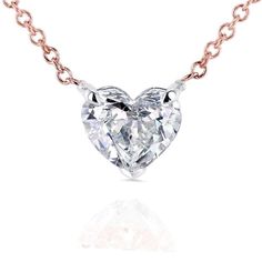 Floating Heart Diamond Necklace 3/4 CTW in 14K Gold (Certified, SI) Heart Diamond Necklace, Heart Shaped Diamond Pendant, Beautiful Diamond Necklace, Solitaire Necklace, Special Necklace, Heart Necklace Diamond, Diamond Solitaire Necklace, Heart Pendant Gold, Diamond Necklaces