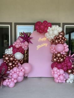 7' Pink Arch Backdrop with Pink Balloon Garland by Capri & Eros Occasions Houston Pink Gold Decorations Party, Hot Pink Balloon Garland, Pink Balloon Arch, Pink Balloon Garland, Pink And Gold Decorations, 30th Birthday Themes, Surprise Birthday Decorations, Pink Sweet 16, 21st Party