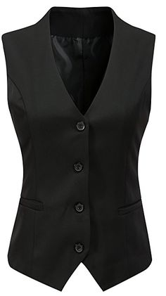 Amazon.com: Vocni Women's Fully Lined 4 Button V-Neck Economy Dressy Suit Vest Waistcoat: Clothing Casual Suit Vest, Womens Suit Vest, Women Waistcoat, Chique Outfit, Vest Waistcoat, Business Career, Denim Skirts, Ladies Tops, Casual Vest