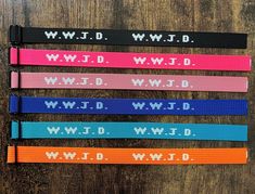 WWJD Bracelet - What Would Jesus Do? The cost for each bracelet is $3.50 each. Each bracelet is adjustable with a buckle.  The total length is 10 inches. The colors to choose from are:  Black, Hot Pink, Light Pink, Dark Blue, Light Blue, Orange (Please see the picture in listing.) Shipping is free via USPS. Wwjd Bracelet, What Would Jesus Do, Black Hot Pink, Wedding Jewelry Bracelets, Pink Dark, Pink Light, Wedding Bracelet, Blue Light, Birthday Wishes