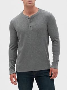 Waffle-Knit Henley | Banana Republic Factory Casual Long Sleeve Henley For Winter, Casual Long Sleeve Winter Henley, Casual Waffle Knit Henley For Fall, Casual Winter Waffle-knit Henley, Casual Winter Waffle Knit Henley, Fall Waffle Knit Henley For Loungewear, Fall Waffle Knit Henley For Everyday Wear, Everyday Fall Waffle Knit Henley, Casual Cotton Henley For Winter