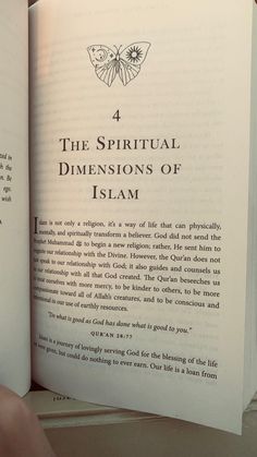 an open book with the words 4 the spiritual dimensionss of islam written on it