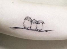 three little birds sitting on a branch tattoo