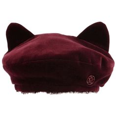 Maison Michel Women Billy Ears Reversible Velvet Beret (680 CAD) ❤ liked on Polyvore featuring accessories, hats, bordeaux, velvet hat, velvet beret, maison michel hat, cat ear hats and faux-fur hat Cat Beret, Hats Beret, Kawaii Hat, Ear Hat, Cat Ears Hat, Beret Hats, Hat Beret