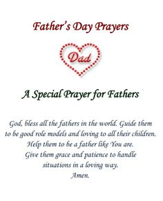 father's day prayer for fathers with a heart and cross on the front,