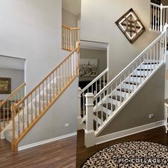 the stairs in this house are painted white