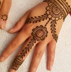 two hands with henna tattoos on them