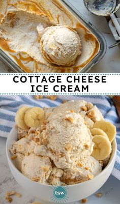 cottage cheese ice cream in a bowl with bananas