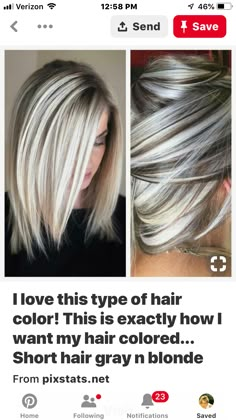 Hair With Grey Highlights, Blonde Hair With Grey Highlights, Types Of Hair Color, Icy Blonde Hair, Grey Highlights