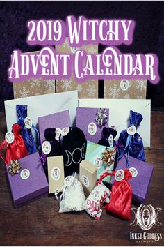 the 2019 witchy advent calendar is open and ready to be filled with items for sale