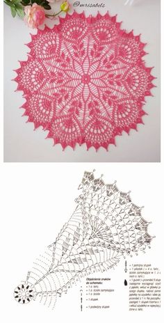 crocheted doily pattern with instructions to make it in the shape of a flower