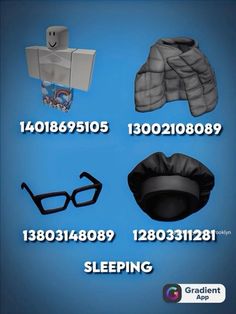 an advertisement for glasses and hats with the words sleeping written below it in black on a blue background