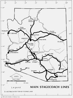 a black and white map of the main stage coach lines