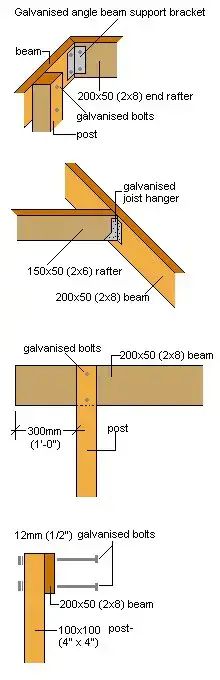 the diagram shows how to build an angled beam with measurements and details for each section