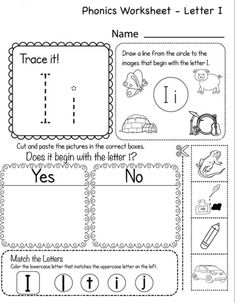 worksheet for the phonicic worksheet letter i and v with pictures