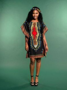 An easy to wear versatile pull dashiki kaftan available in black and red. Wear on its own or with jeans. The elastic at the waist gives a flexible fit making it Will be restocked with larger sizes.  Hand made in Ghana. 100%cotton Care Hand wash in cool water. Iron medium heat and dry away from sunligh Short Kaftan, African Print Dress, Box Pleats, Best Wear, Dress Clothes For Women, African Print, Head Wraps, Fitted Dress, Ghana