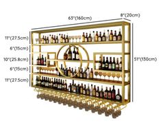 an image of a wine rack with bottles and glasses on the shelves in front of it