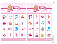 a pink and white printable game with barbie princesses on it's sides