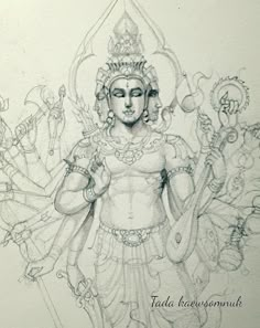 Buddhist Art Drawing, Ancient Drawings, Thailand Art, Buddha Art Painting, Indian God, Ganesh Art, Temple Art, Hinduism Art