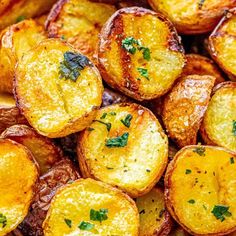 cooked potatoes with parsley on top