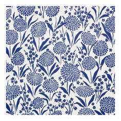 a blue and white wallpaper with flowers on it