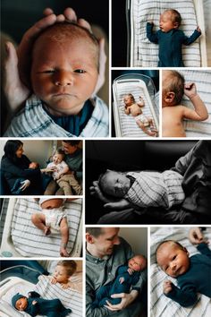 a collage of photos with babies in different stages of birth and the same baby's life