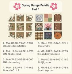 an advertisement for the spring design palette, part 1 with flowers and leaves on it