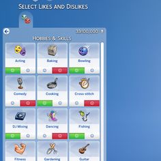 the screenshot shows different types of objects and their names on each side of the screen