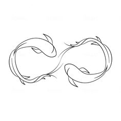 a drawing of two fish in the shape of an ocelladon, one with its tail curled back