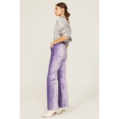 Purple velvet (59% Cotton, 41% Viscose). Pants. Front button closure. Imported. Fall Velvet Trousers, High-waisted Velvet Pants For Fall, Chic Velvet Trousers, Elegant High Waist Velvet Bottoms, Velvet Straight Leg Workwear Bottoms, Velvet Straight Leg Bottoms For Work, Velvet Straight Leg Pants For Work, High Waist Velvet Bottoms For Fall, High-waist Velvet Bottoms For Fall