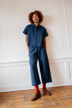 Cropped pant with elastic waist soft textured cotton. Front patch pockets. Back patch pockets Model is 5'11" and wears size S. Colors And Emotions, Elastic Waist Pants, Midnight Black, Back Patch, Waist Pants, Get Dressed, Cropped Pants, Patch Pocket