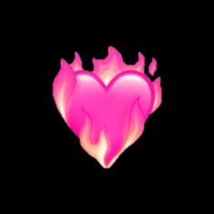 a pink heart with flames in the middle