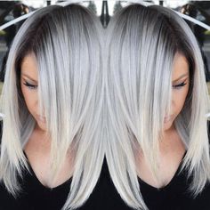 Hot on Beauty on Instagram: “Stunning Silver hair color design with dark shadow root by @makeupbyfrances #multifaceted #multidimensional #hotonbeauty” Hair Colour Design, Gray Hairstyles, Color Hairstyles, Balayage Blonde, Ombré Hair, Winter Hair Color, Dark Roots