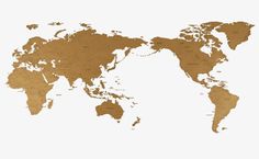 a map of the world in gold foil on white background, transparent png and psd