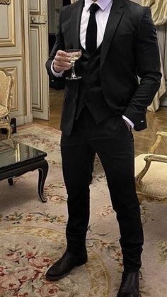 Men Suits Black, Mafia Style, Boss Outfit, Gentleman Aesthetic, Outfits For Men