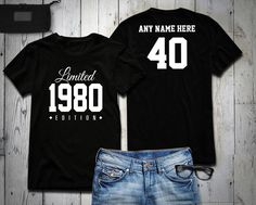 1980 Limited Edition 40th Birthday Party Shirt 40 years old | Etsy Fashion Tips For Men, Fashion Closet, Birthday Party Shirt, Old Shirts, Top Plus Size, Jeans Diy, Fashion Tips For Women, Donna Karan, Party Shirts