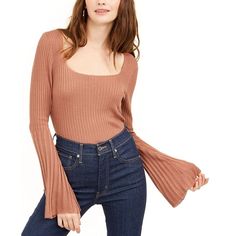 Ash & Violet Women S Ribbed Bell-Sleeve Sweater (S Copper Rose) Hand Wash Long Sleeve Style: Pullover Size Type: Regular.. Long Sleeve Style, Violet Brown, Sweater Brown, Copper Rose, Bell Sleeve Sweater, Sweaters Online, Brown Sweater, Sweater Fashion, Red Sweaters