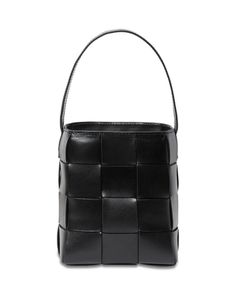 Loeffler Randall Laith Woven Leather Bucket Bag Designer Black Square Bucket Bag, Black Square Bucket Bag For Evening, Formal Black Rectangular Bucket Bag, Loeffler Randall, Leather Weaving, Leather Bucket Bag, Leather Bucket, Bucket Bag, Bags Handbags