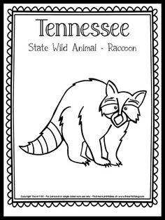 the state wild animal raccoon coloring page