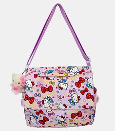 Hello Kitty Campus Messenger Bag Girls Hello Kitty Pattern Purple School Bag Waterproof, Stain Resistant, Large Capacity Flap Book Bag Travel Weekender Girls Ladies JK Bag  Discover the perfect blend of whimsy and practicality with this adorable Hello Kitty-inspired campus messenger bag. This spacious and charming accessory features a delightful lilac purple background adorned with colorful Hello Kitty faces, bows, and floral motifs. Hello Kitty is sitting pretty writing a letter with a feather pen. The lightweight yet durable design makes it ideal for everyday use, whether you're heading to school, work, or a casual outing. With its roomy interior, you'll have plenty of space to carry all your essentials while showcasing your love for this iconic character. A large exterior pocket helps w Purple School Bag, Lilac Purple Background, Purple Cartoon, Hello Kitty Pattern, Pretty Writing, Writing A Letter, Kitty Pattern, Feather Pen, Coin Purse Wallet