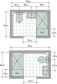 the bathroom is shown with measurements for each area and its toilet, sink, and shower