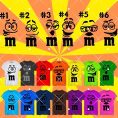 an image of some t - shirts with different faces and numbers on them, including the number