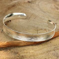 Sterling silver cuff bracelet, 'Luminosity' - Sterling Silver Cuff Handmade Copper Bracelet, Silver Bracelet Stack, Silver Cuff Ring, Silver Engraved Bracelet, Cuff Design, Bangle Jewelry, Silver Jewels, Sterling Silver Cuff Bracelet, Silver Bars