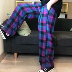 *Free Shipping*RETRO GREEN-PURPLE-PINK CHECKER PANTS sold by OCEAN KAWAII on Storenvy