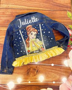 Personalization is optional Denim Jacket Diy Paint, Custom Jean, Custom Jean Jacket, Painted Shorts, Diy Denim Jacket, Princess Diy, Painted Denim Jacket, Diy Jacket, Custom Jeans