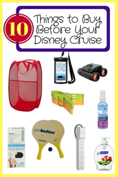 the top ten things to buy before your disney cruise travel bag is shown in this image