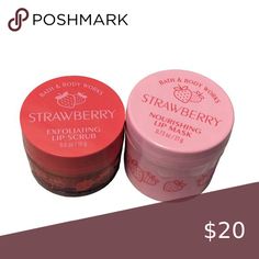 New Bath and Body Works Strawberry Lip Scrub and Mask Strawberry Scrub, Strawberry Lip Scrub, Bath And Body Works Strawberry, Mask Shop, Lip Scrub, Lip Tint, Bath Body Works, Bath Body, Bath And Body Works