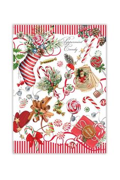 Michel Design Works Peppermint Kitchen Towel Christmas Linen Peppermint Cocktail, Candy Cane Theme, Holiday Luncheon, Christmas Paper Napkins, Christmas Decoupage, Paper Cocktail Napkins, Decoupage Napkins, Decorative Napkins, Candy Cane Stripes