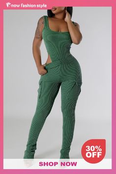 knowfashionstyle Casual  U Neck Sleeveless Pocket One Piece Bodysuit And Stacked Pants Two Pieces Trouser Set Stacked Pants, Two Piece Pants Set, Crop Top And Shorts, One Piece Bodysuit, U Neck, Casual Sets, Two Piece Outfit, Wholesale Fashion, Two Pieces